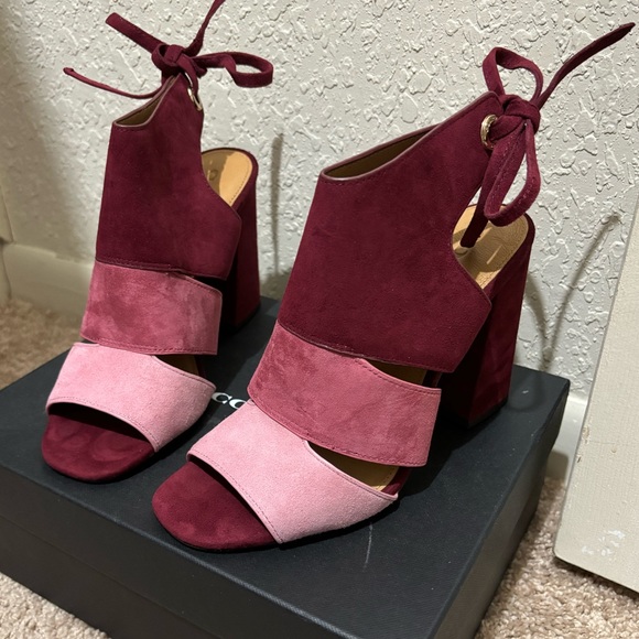 Coach - Minetta Color Block Suede Heel Pink and Burgundy - Picture 8 of 12